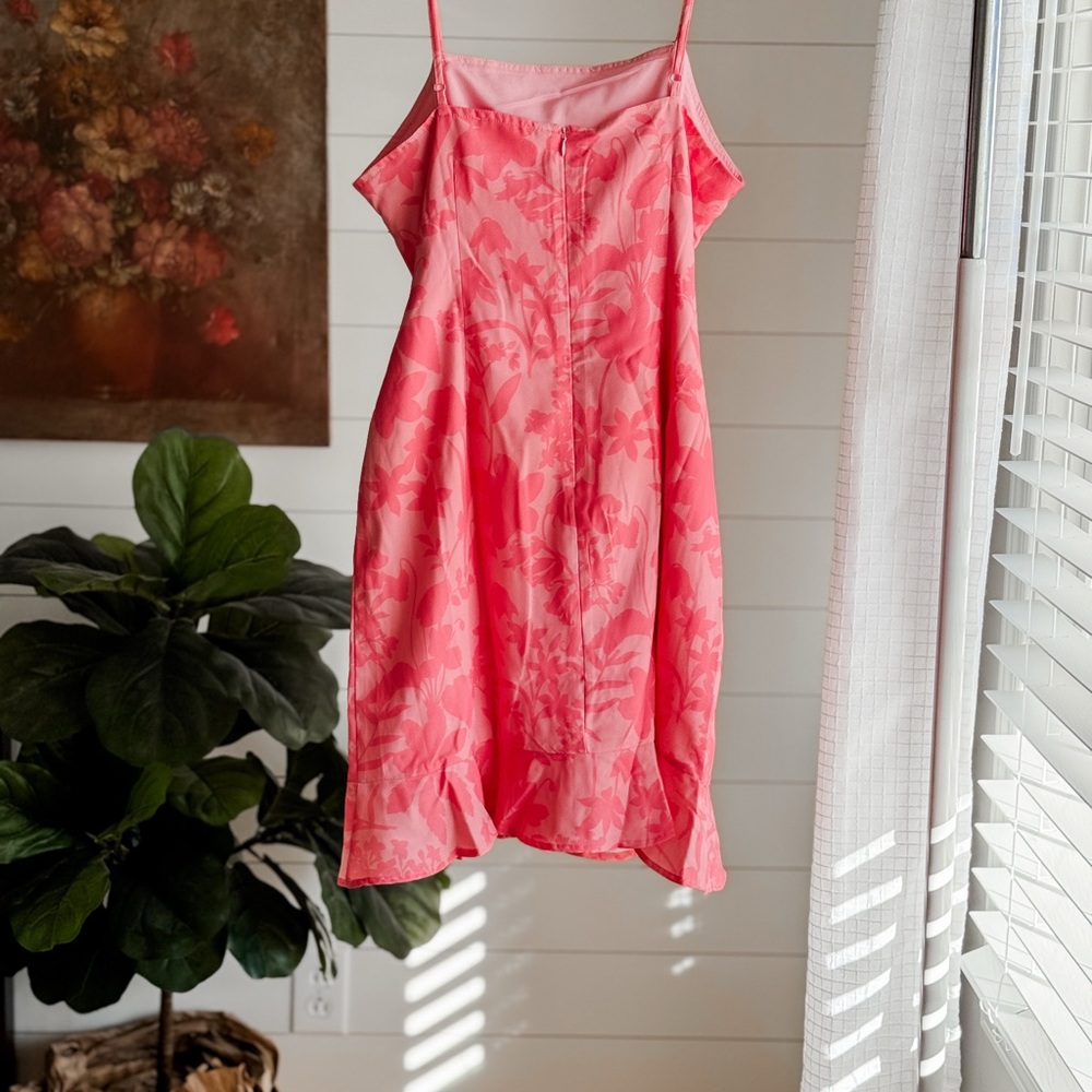 Pink Lily Coral-Pink Floral Satin Slip Dress - Picture 9 of 13